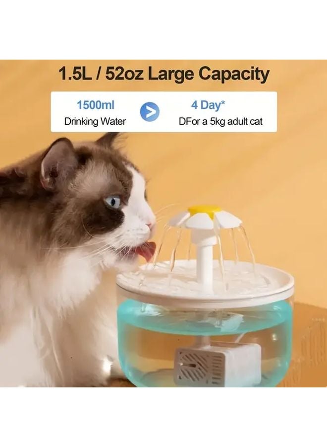 نافورة مياه أوتوماتيكية صافية تعمل بالطاقة عبر USB، تدور تلقائياً وتتميز بانخفاض الضوضاء، مصممة لتوفير المياه للقطط والكلاب - Image 4